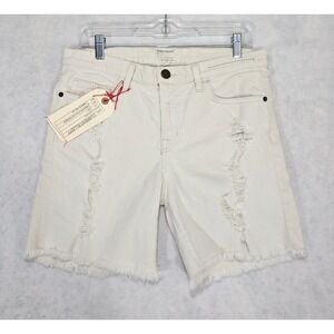 Current/Elliott Denim Cut Off Shorts Womens 30 NEW Boyfriend Distressed White